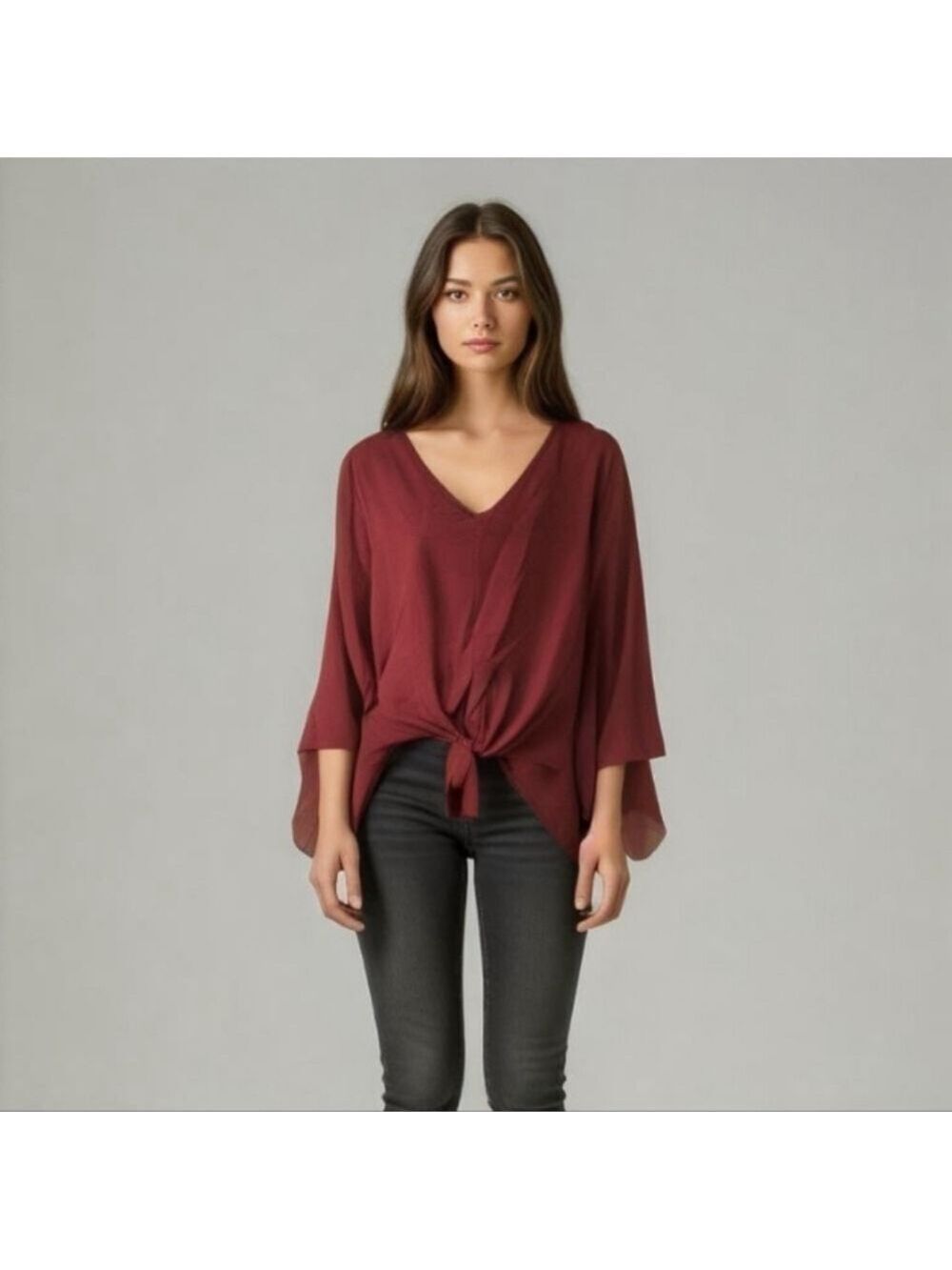 Joseph Ribkoff Tie-Front Bell Sleeve Blouse